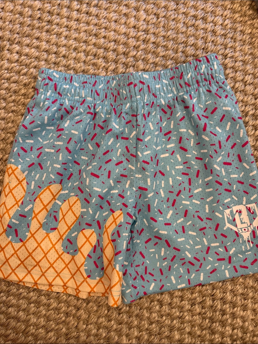Baseball Lifestyle Blue Ice Cream Print Boys Elastic Waist Shorts YM